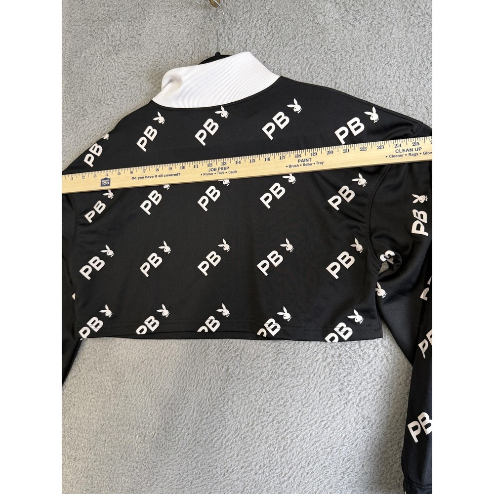 Playboy‎ Missguided Pullover Womens 6 Crop Top Quarter Zip Long Sleeve Sweater - Picture 8 of 13